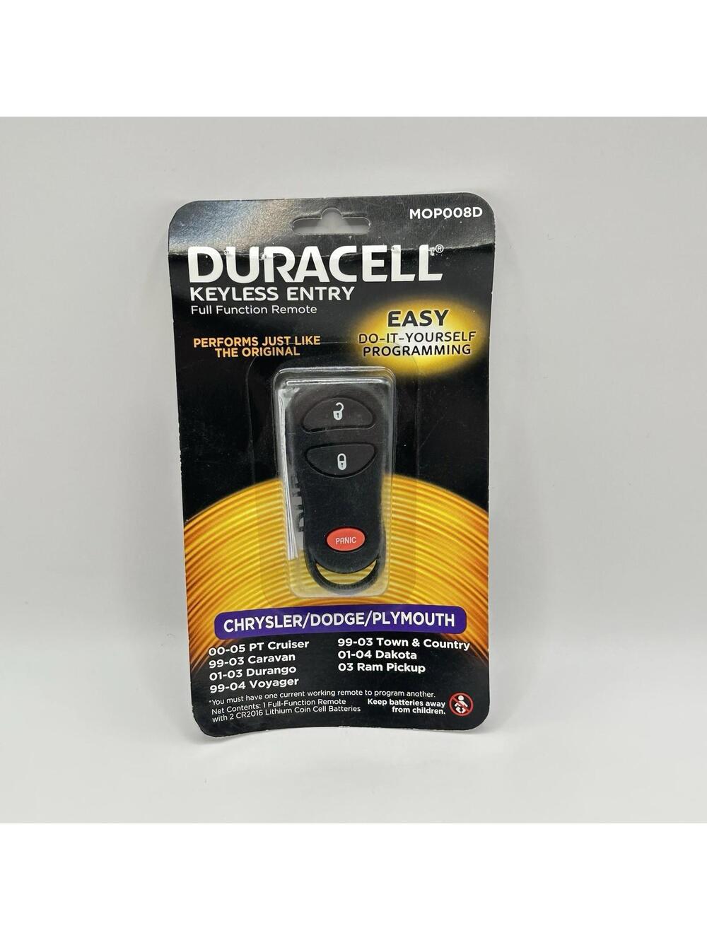 New Duracell Keyless Entry Full Function Remote MOP008D New